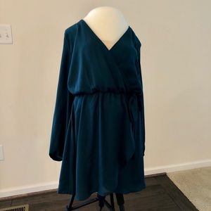 Altar'd State Teal Blue V-Neck Longsleeved Dress